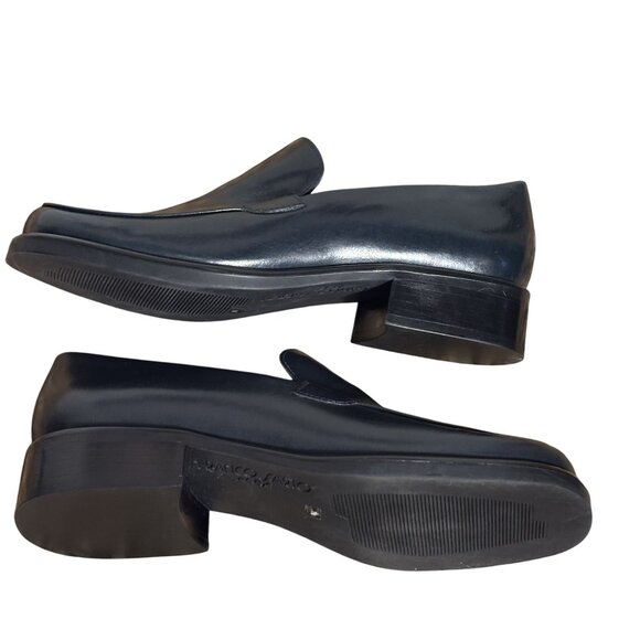 Franco Sarto Dark Navy Leather Square Toe Loafers Size 7M Formal Casual Shoes - Picture 5 of 8